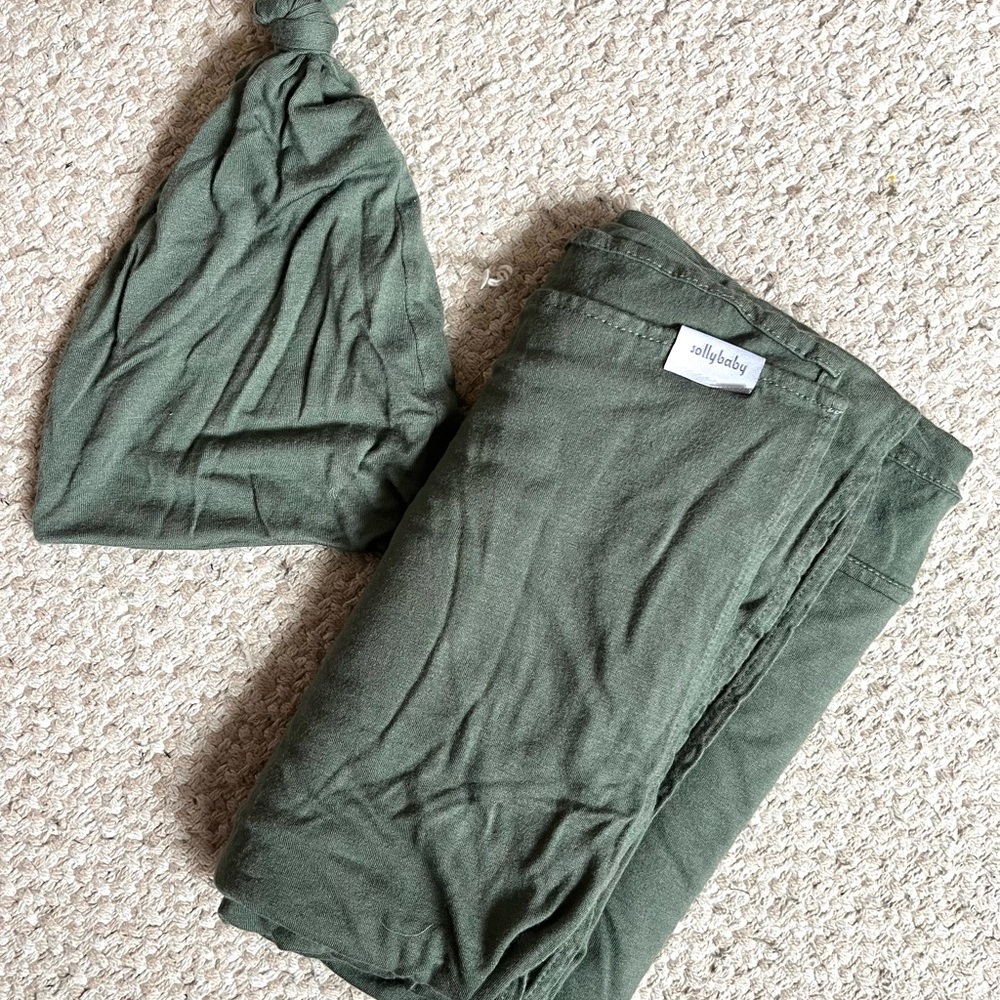 Solly Baby Olive Green Wrap and Hat Set